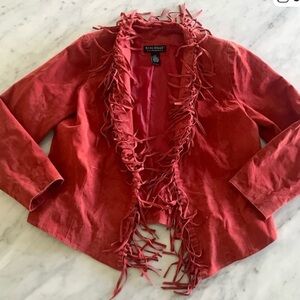Vintage suede leather jacket red w/ fringe size 1X